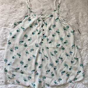 Sonoma White Flamingo Print Women's Blouse